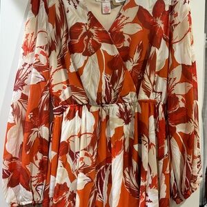 Floral Wrap Dress in Red and White